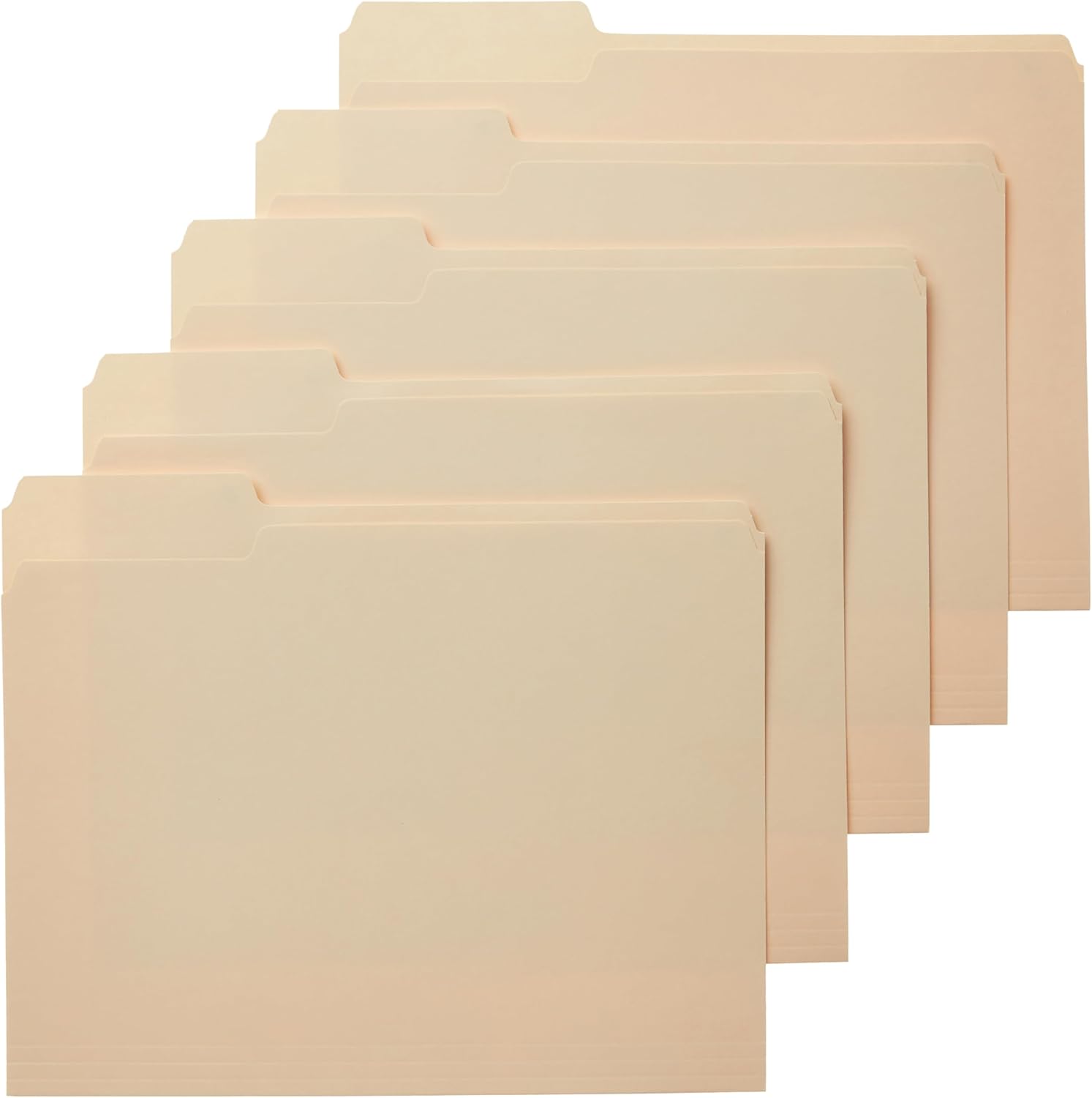 File Folders with Tabs for Filing, 1/3-Cut Tab, Assorted Positions, 8.5X11 Inches, Letter Size, Manila, Pack of 100